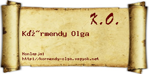 Körmendy Olga névjegykártya