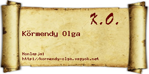 Körmendy Olga névjegykártya